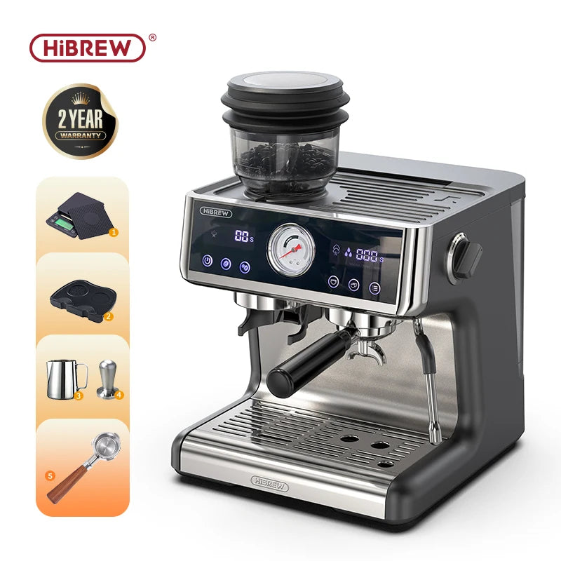 HiBREW Dual Boiler System Barista Pro 20Bar Bean to Espresso Cafetera Coffee Machine with Full Kit for Cafe Hotel Restaurant H7A