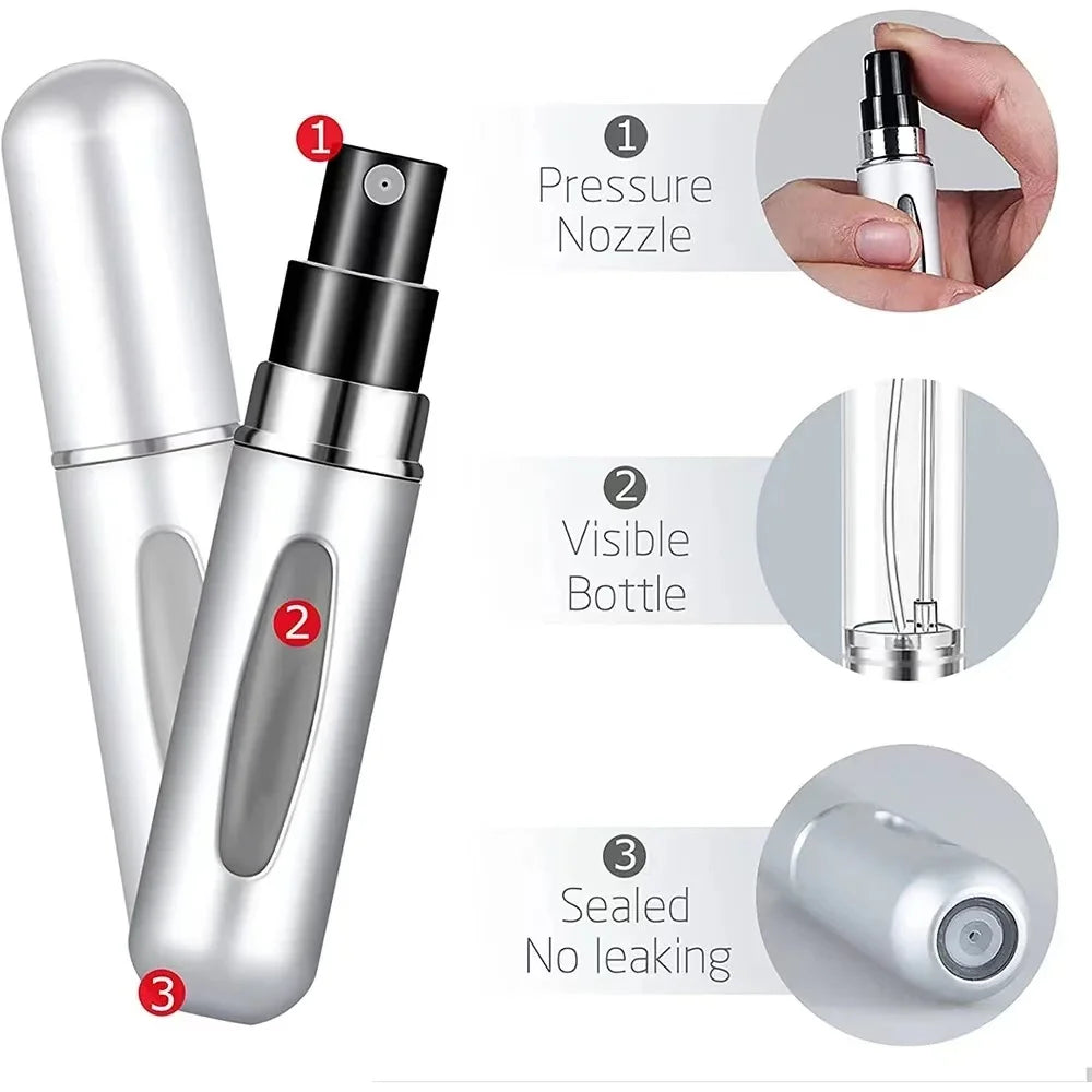 KIMLUD, 5/10ml Perfume Bottle Portable Refillable Perfume Bottle with Spray Cosmetic Containers Atomizer Mini Aluminum Spray Travel, KIMLUD Womens Clothes