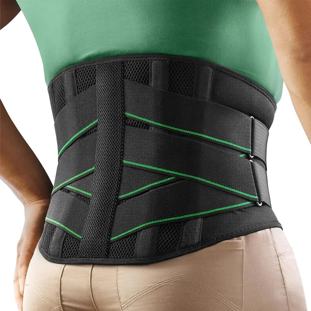 KIMLUD, Double Pull Back Lumbar Support Belt Waist Orthopedic Corset Men Women Spine Decompression Waist Trainer Brace Back Pain Relief, A-green / XXL, KIMLUD APPAREL - Womens Clothes