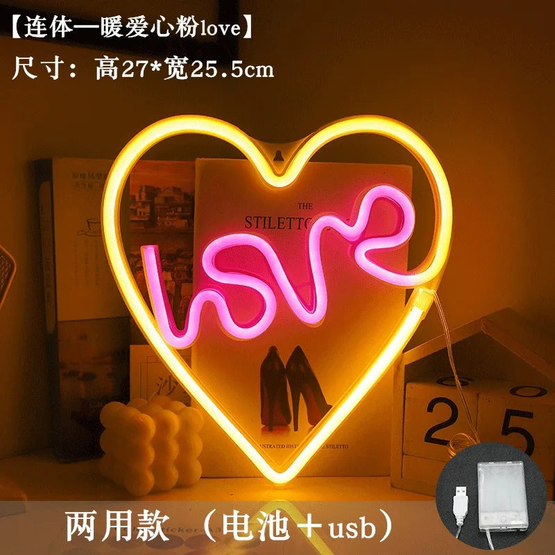 Love LED Neon Sign Light Glowing Valentine's Day Propose Festival Decoration Neon Lamp For Home Party Decor Adult Gift