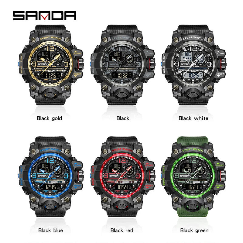 KIMLUD, SANDA G style Top Men Watch 50M Waterproof Sports Military Quartz Watch For Male Electron LED Digital Wristwatch Reloj De Hombre, KIMLUD Womens Clothes