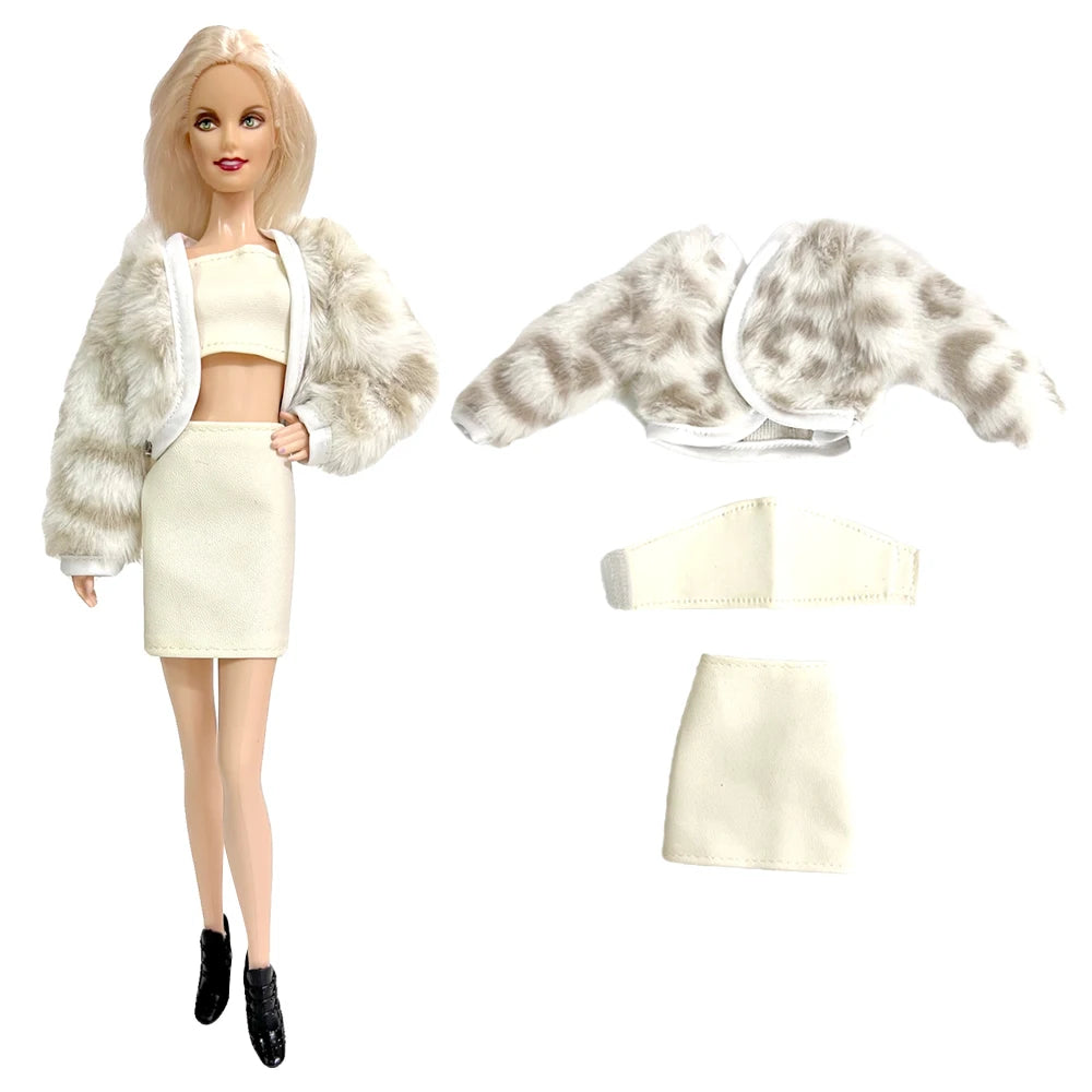 KIMLUD, NK 1 Pcs Fashion Coat for Barbie Doll Cotton Jacket Winter Dress Long Clothes Fur Coat For 1/6 BJD Doll Accessories Toy JJ, E Not Include Doll, KIMLUD APPAREL - Womens Clothes