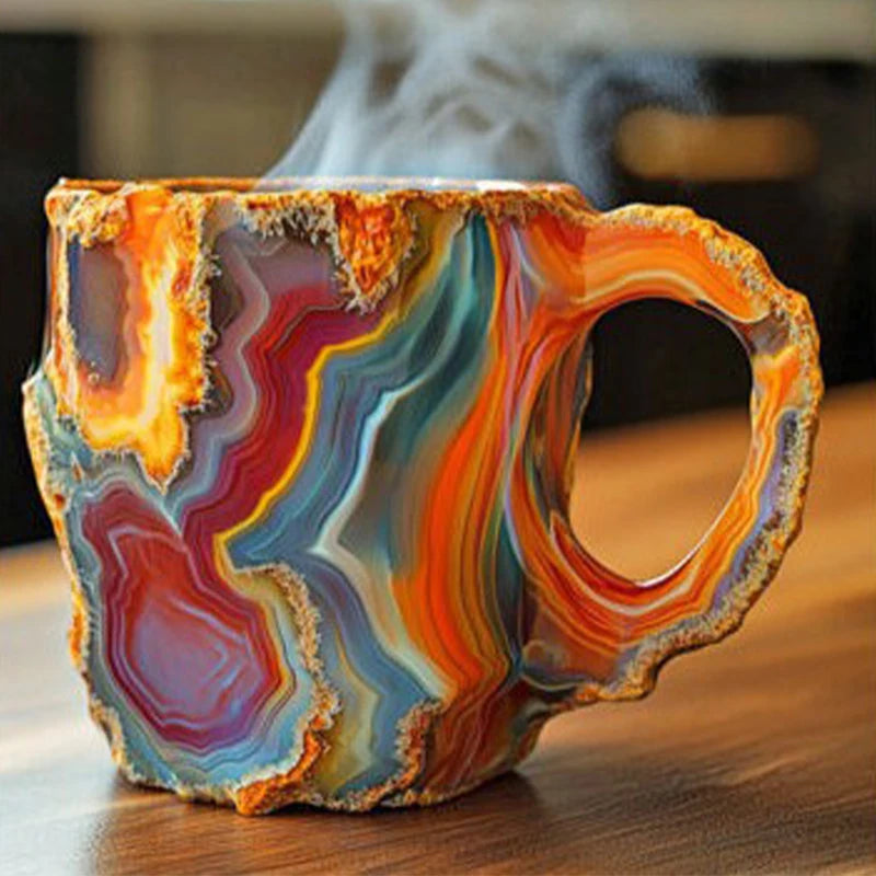 KIMLUD, Mineral Crystal Coffee Mugs Resin Distinctive Multi Color Relief Printing High-capacity Water Cup Colourful Christmas Gift Mugs, KIMLUD Womens Clothes