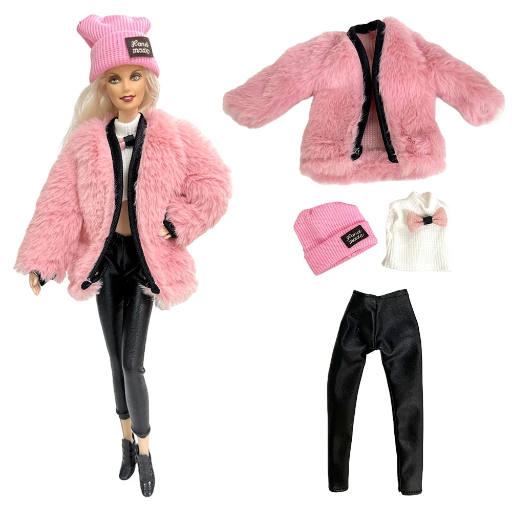 KIMLUD, NK 1 Pcs Fashion Coat for Barbie Doll Cotton Jacket Winter Dress Long Clothes Fur Coat For 1/6 BJD Doll Accessories Toy JJ, D Not Include Doll, KIMLUD APPAREL - Womens Clothes