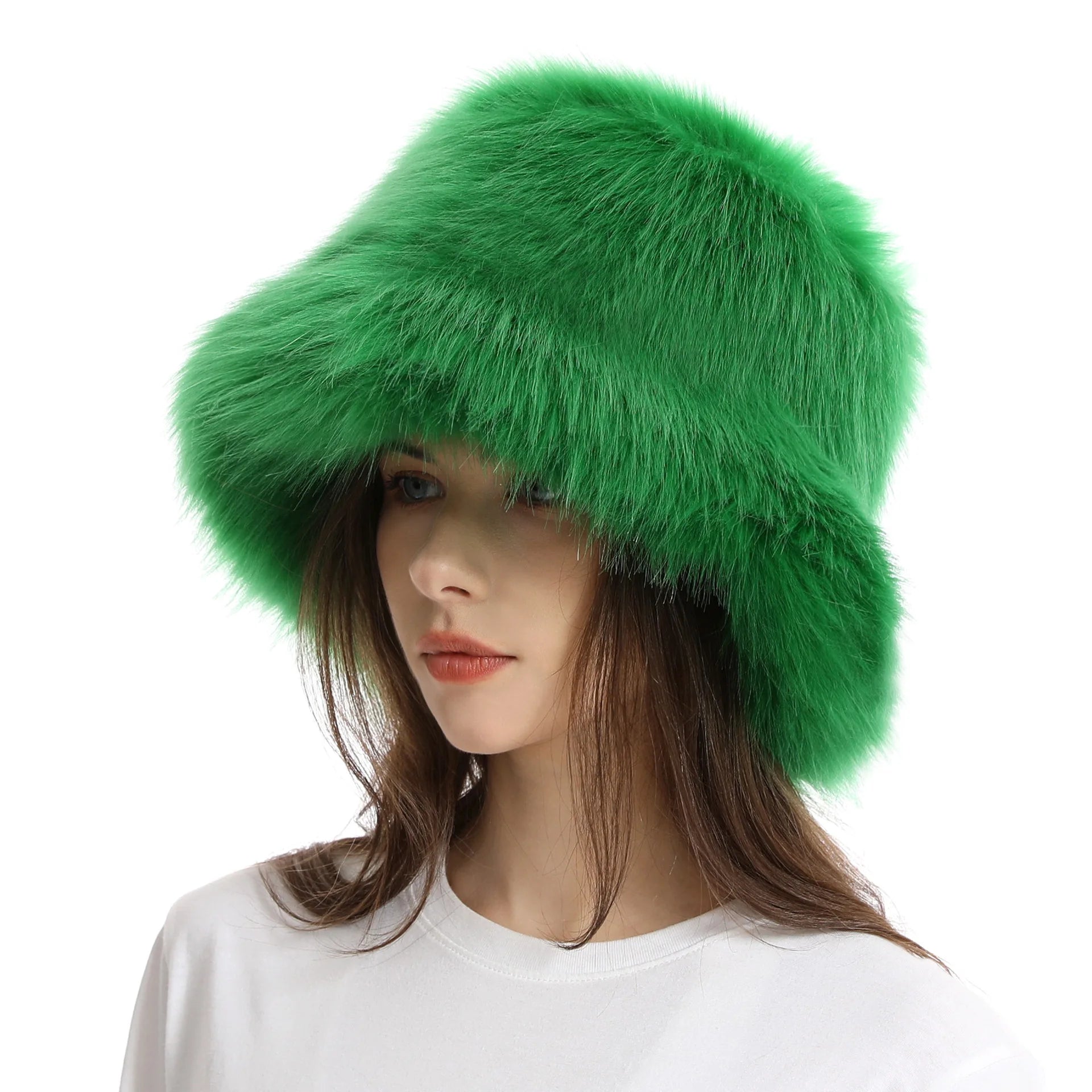 Red plush Bucket hat women's elegant autumn and winter fur bamboo hat Korean version advanced thermal cap cap 2023 large size