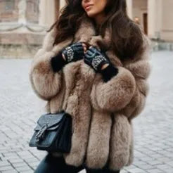 Fall Faux Fur Jackets for Women Long Puff Sleeve Woman Coat Solid Short Warmth Outerwear Clause Ladies Elegant Streetwear