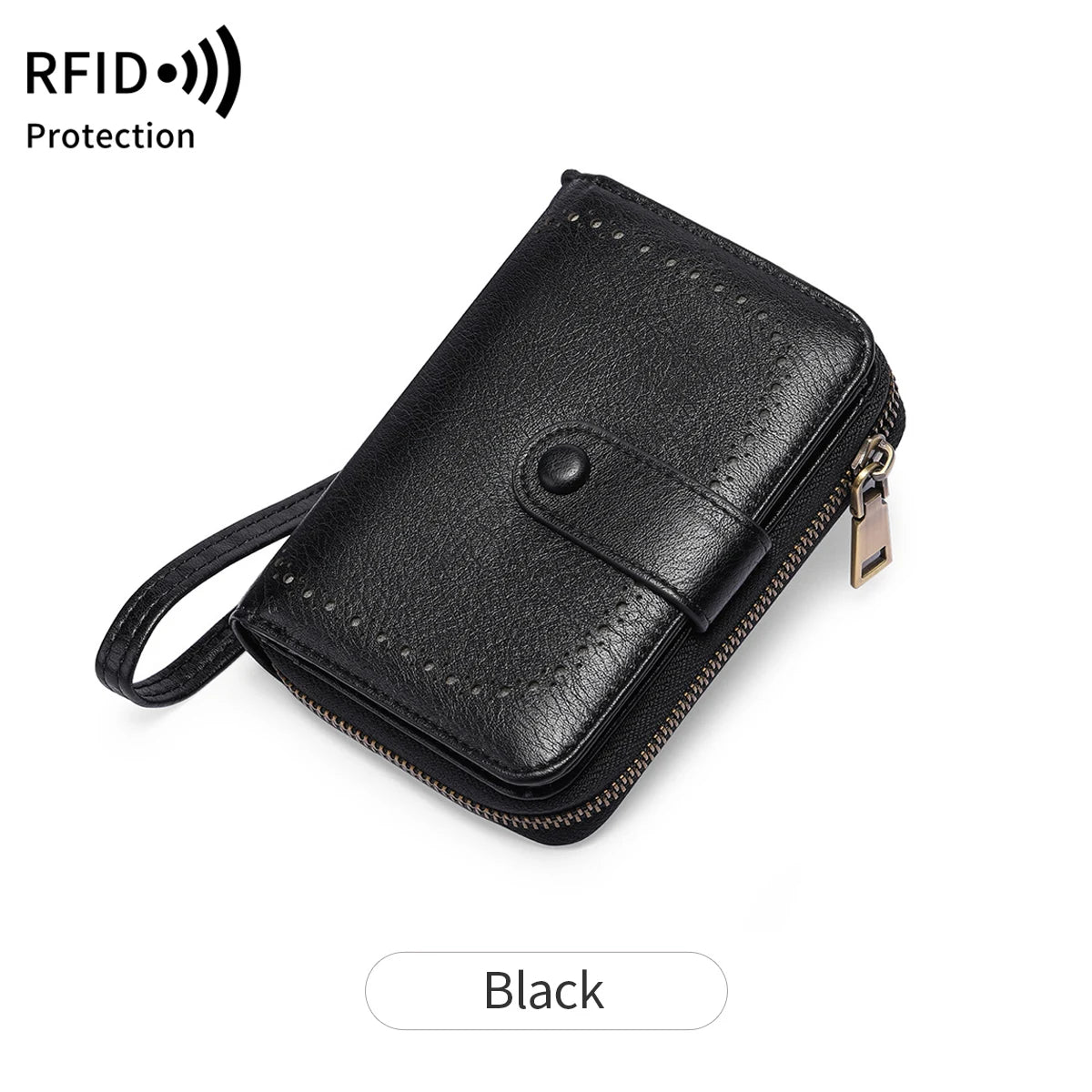 KIMLUD, MIYIN Retro Large Capacity RFID Shielded Women's Short Wallet Multi Card Slot Organ Credit Card Bag Multi Functional Zero Wallet, QB351-Black, KIMLUD APPAREL - Womens Clothes