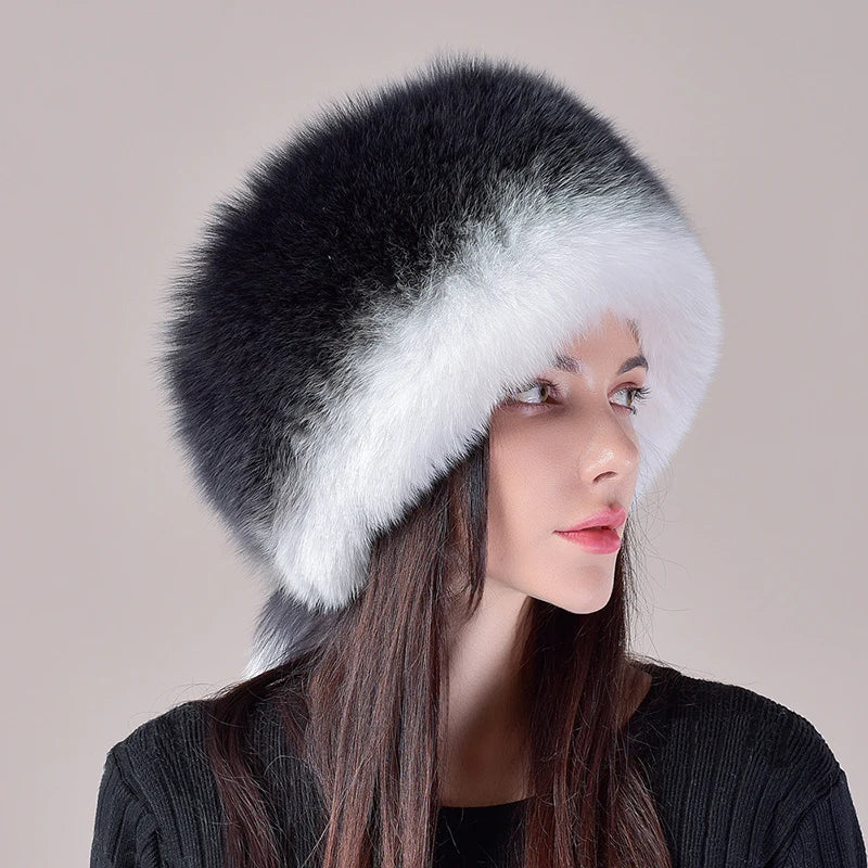 KIMLUD, 2024 Hot Sale Winter Women Fox Fur Hat Fluffy Soviet Female Outdoor Warm Cap Snow Fur Hats 5 tails Real Fox Fur Cold Bomber Hats, color 2 / Suitable everyone, KIMLUD APPAREL - Womens Clothes