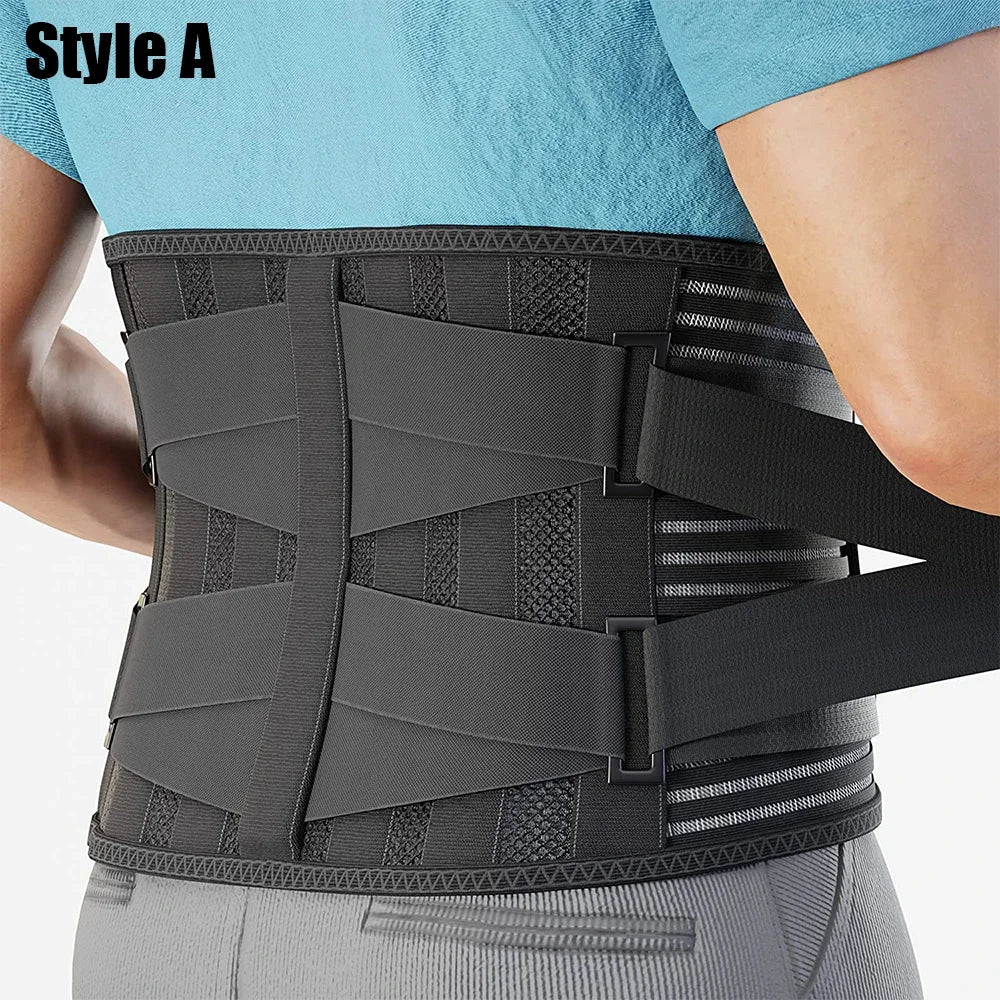 KIMLUD, Elstiac Lumbar Back Belt Waist Support Trainer Adjustable Lumbar Pad with 6 Stays Abdominal Binder Fitness Gym Belts Women Men, Style A / XXXL-waist 135-155cm, KIMLUD APPAREL - Womens Clothes