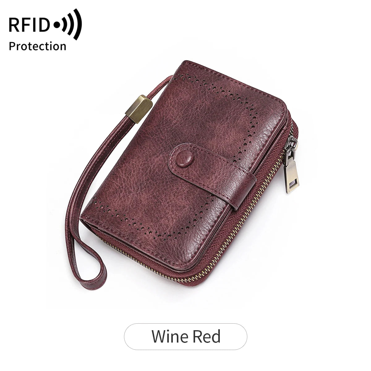 KIMLUD, MIYIN Retro Large Capacity RFID Shielded Women's Short Wallet Multi Card Slot Organ Credit Card Bag Multi Functional Zero Wallet, QB351-WineRed, KIMLUD APPAREL - Womens Clothes