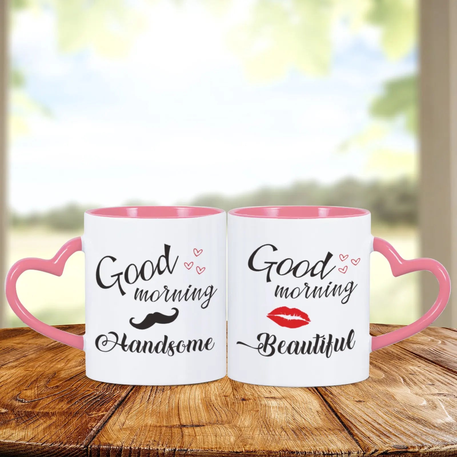 2pc 11oz Good Morning Beautiful Handsome Ceramic Coffee Mug Couples Sets Funny His Her Gifts Husband Wife Anniversary Presents