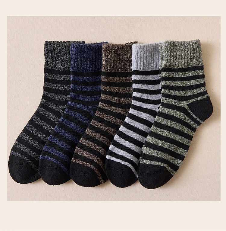 KIMLUD, 5pair Winter Thick Socks Men Super Thicker Solid Sock Striped Merino Wool Rabbit Socks Against Cold Snow Russia Winter Warm Sock, KIMLUD Womens Clothes