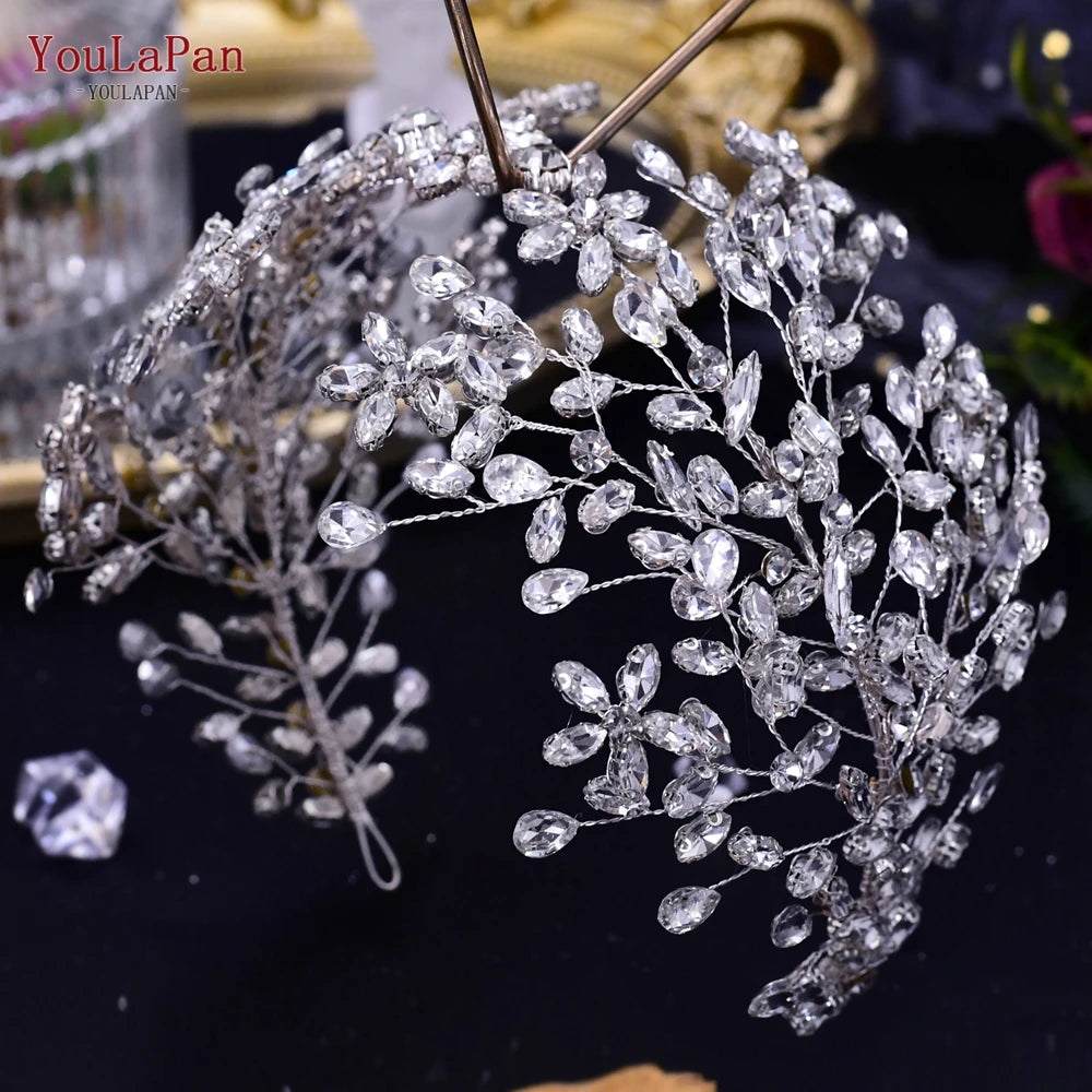 KIMLUD, YouLaPan Luxury Rhinestone Bride Headband Woman Headpiece Wedding Hair Accessories Pageant Headdresse Wedding Tiara HP425, HP414-S / CHINA, KIMLUD APPAREL - Womens Clothes