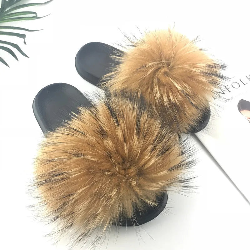 KIMLUD, New Arrival Girl Luxury Fluffy Fur Slippers Ladies Indoor Warm Furry Fur Flip Flops Women Amazing Plush Fur Slides Wholesale Hot, KIMLUD Womens Clothes