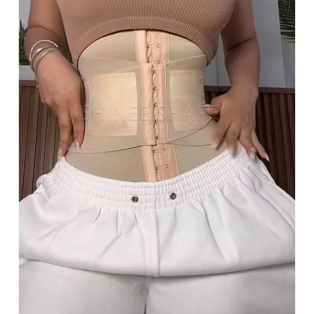 Fajas Colombianas Double Compression Waist Trainer Corset Flat Belly Posture Correcting Body Shaper Tummy Control Slimming Belt