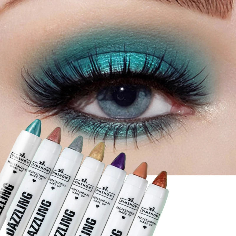 Pearlescent Eyeshadow Pencil 12 Colors Lasting Glitter Shimmer Eye Pigment Highlighter Blue Purple Eyeliner Stick Makeup Tool