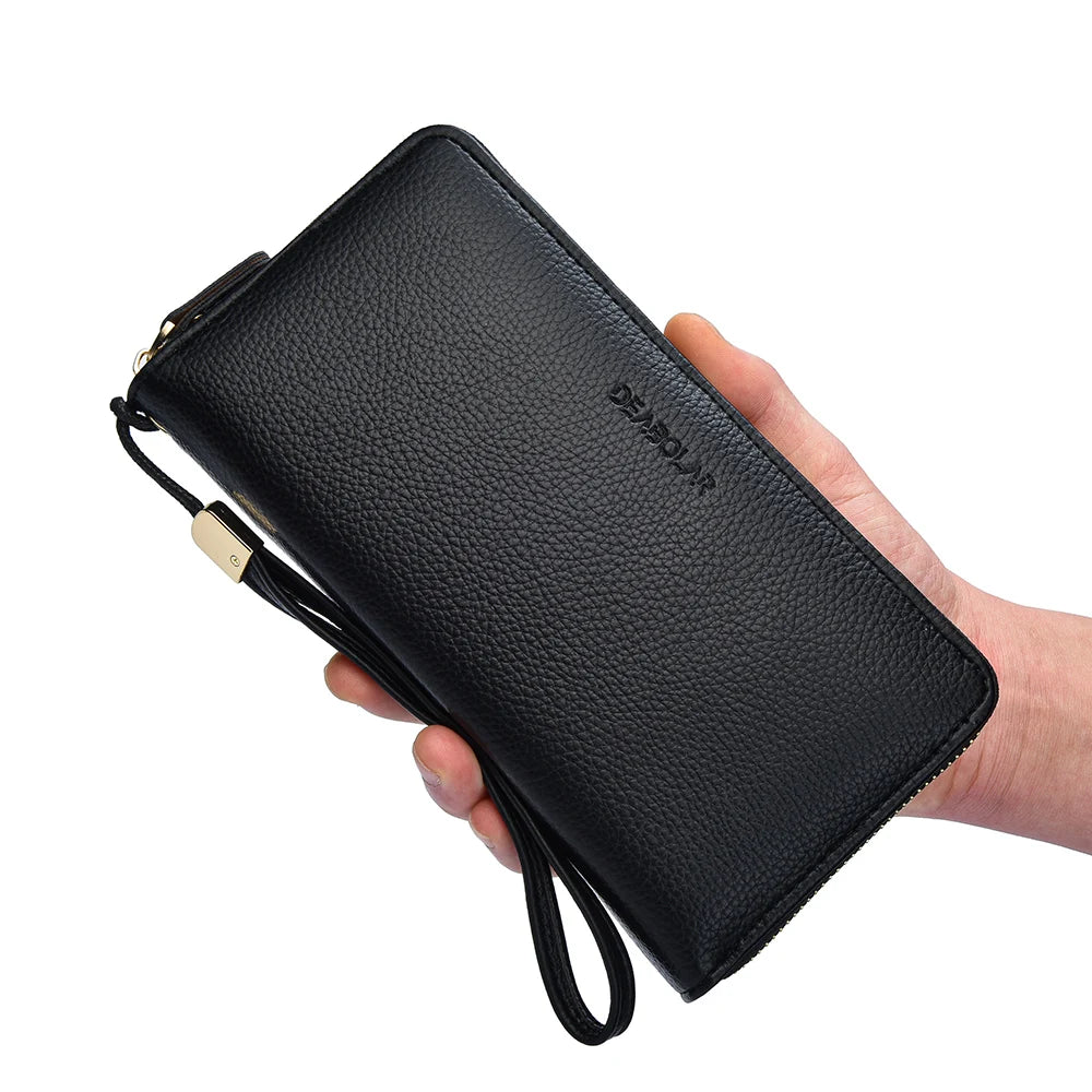 KIMLUD, Men Wallets Long Style High Quality Card Holder Male Purse Zipper Large Capacity Brand PU Leather Wallet For Men, KIMLUD Womens Clothes