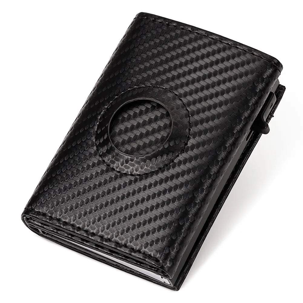 New Fashion Pop-up Card Holder Carbon Fiber  Leather AirTag Wallet for Women Rfid Card Holder for Men Card Holder Mini Wallets