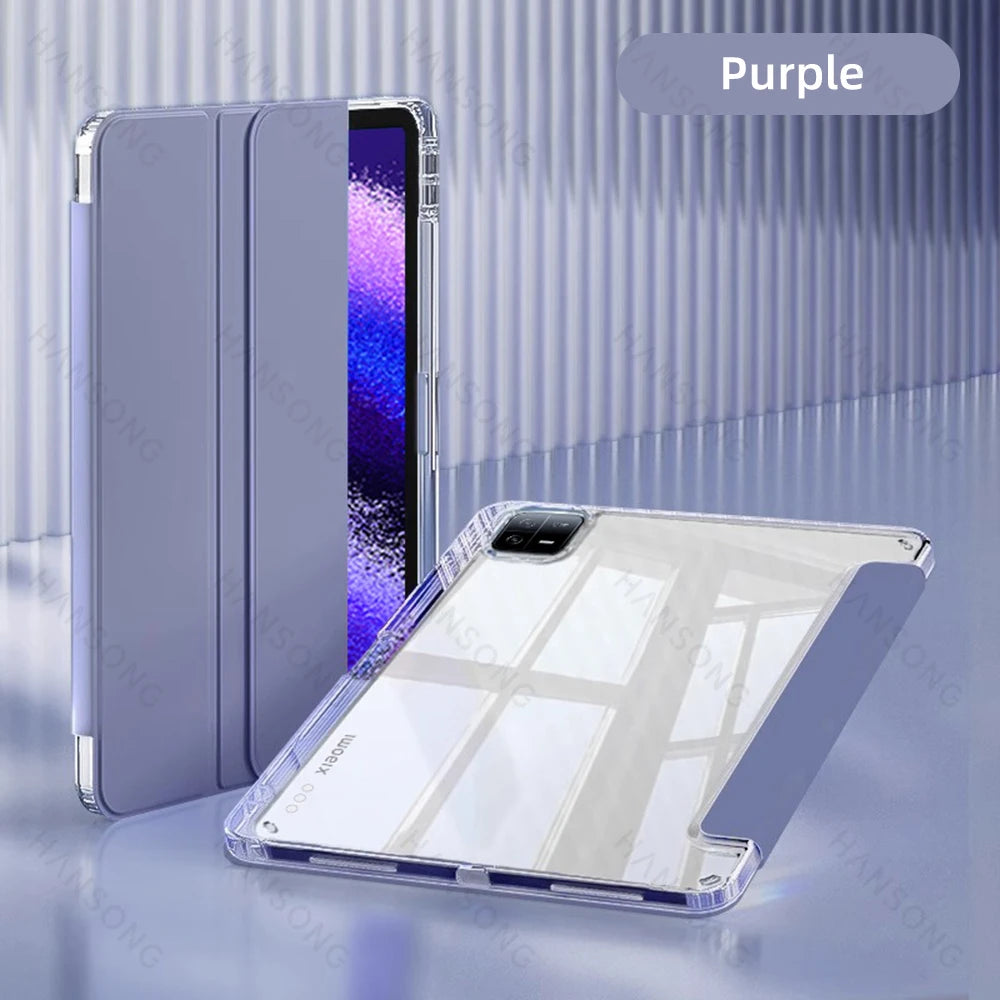 For Mi Pad Case for Xiaomi Mi Pad 5 & 5 Pro 11 inch HD Transparent Case for Mi Pad 6 & 6 Pro 11 inch with Awake / Sleep Cover - KIMLUD