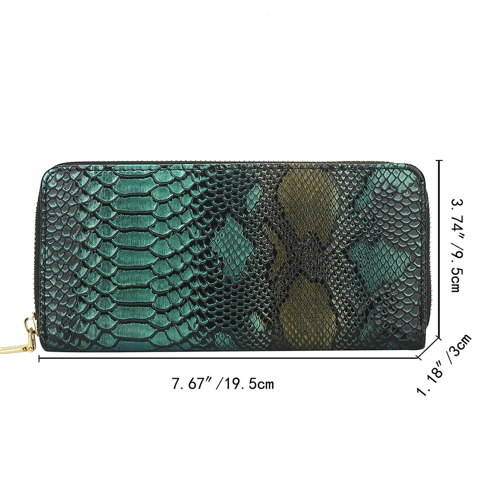 KIMLUD, Female Coin Purse Crocodile Leather Long Women Wallet Serpentine Design Phone Purses for Ladies Cardholder Clutch Money Bag Sac, KIMLUD Womens Clothes