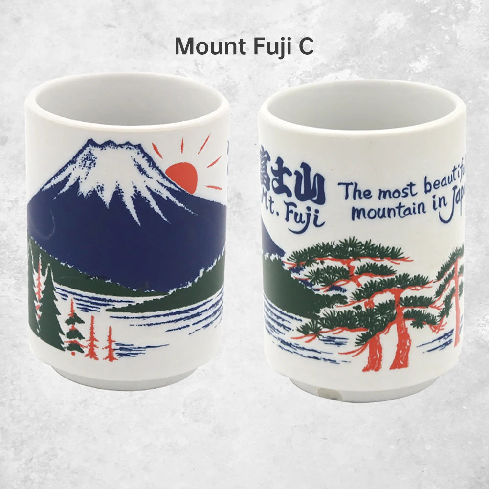 Japanese Impression Ceramic Mugs 300ml Tea Wine Sushi Sake Cup Funny Family Restaurant Decoration Travel Gift for Friends - KIMLUD