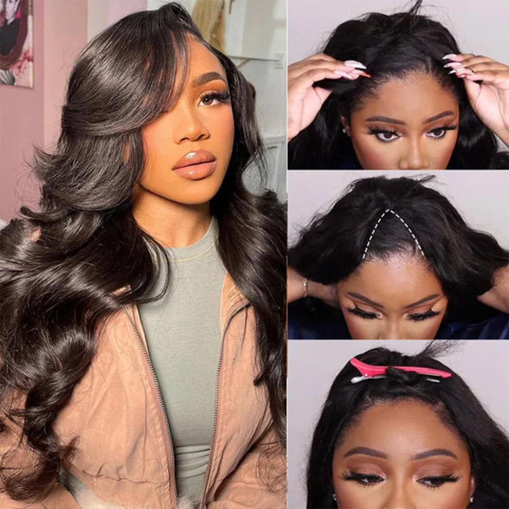 U V Part Wig Human Hair Body Wave Human Hair Wigs No Leave Out No Glue Brazilian Remy U Part Human Hair Wave Wigs for Women