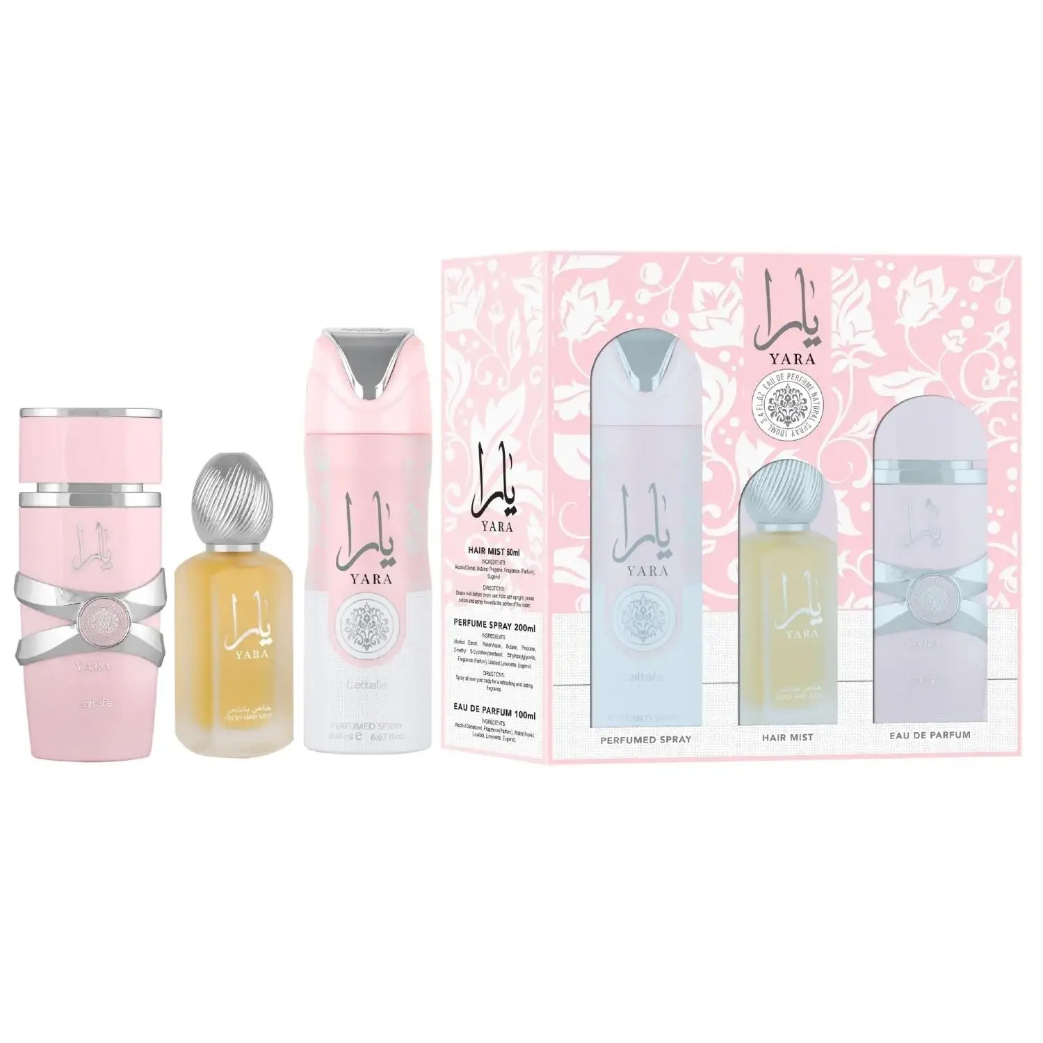 KIMLUD, Lattafa Yara For Women 3Piece Set 3.4 Oz Eau de Parfum Spray + 1.7 Oz Hair Mist + 6.7 Oz Deodorant Spray Sweet Pheromone Perfume, KIMLUD Womens Clothes