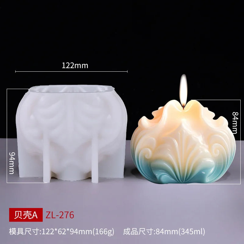 KIMLUD, New Ocean Shell Coral Candle Silicone Mold Handmade Aromatherapy Candle Decoration Coral Flower Shell Cake Soap Epoxy Resin Mold, A mold  as show, KIMLUD APPAREL - Womens Clothes