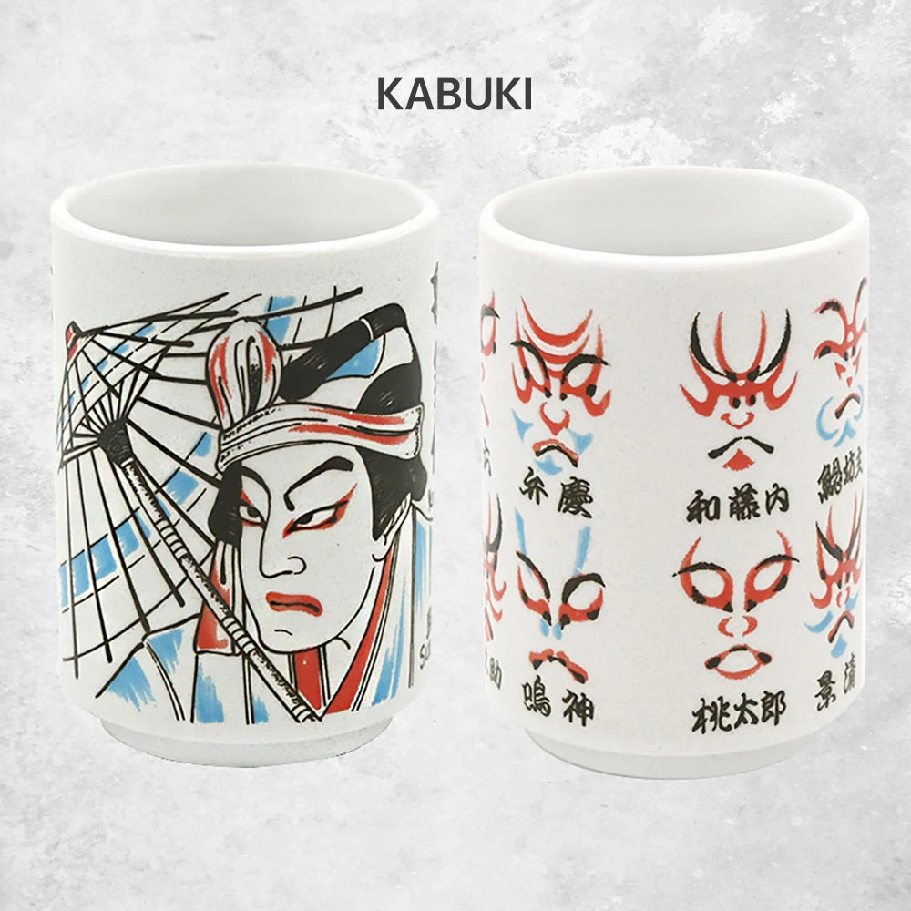 Japanese Impression Ceramic Mugs 300ml Tea Wine Sushi Sake Cup Funny Family Restaurant Decoration Travel Gift for Friends - KIMLUD