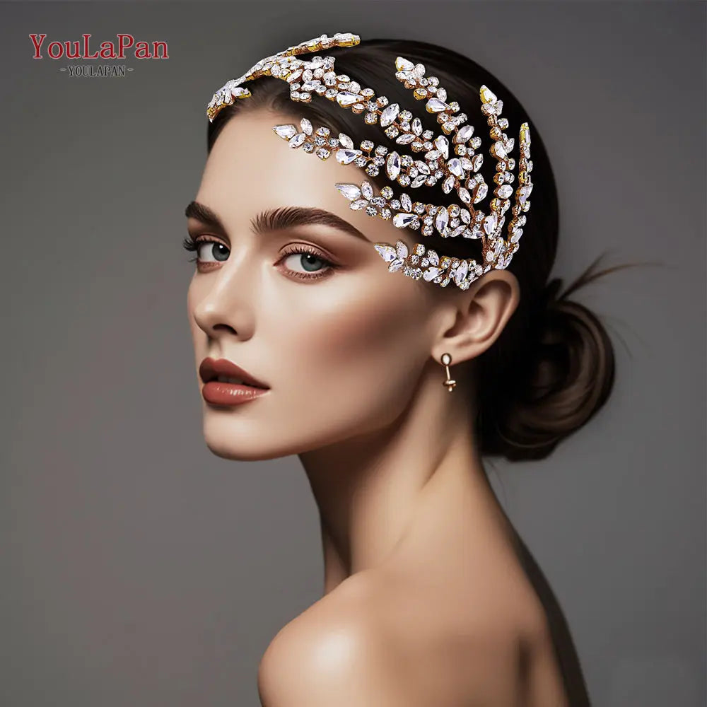 KIMLUD, YouLaPan Luxury Rhinestone Bride Headband Woman Headpiece Wedding Hair Accessories Pageant Headdresse Wedding Tiara HP425, KIMLUD Womens Clothes