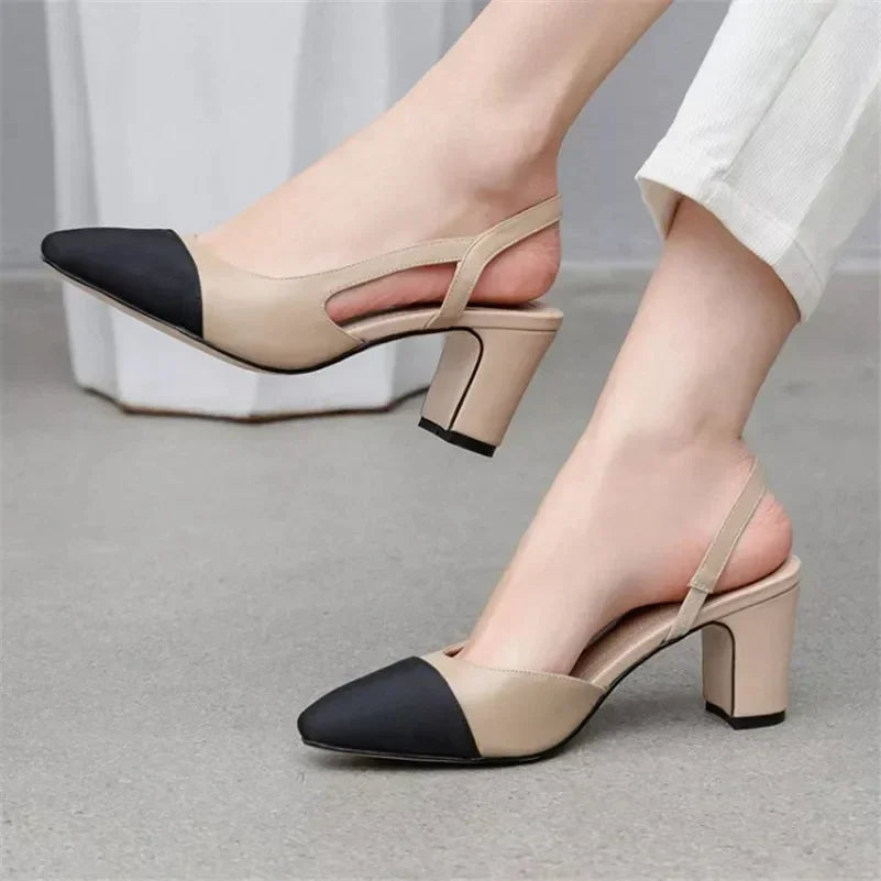 KIMLUD, 2024 Luxury Woman Flat  Sandal Dress Shoes High Heels Retro Closed Square Toe Mules Shoes Girls Wedding Shoe Casual Flat Shoes, KIMLUD Womens Clothes