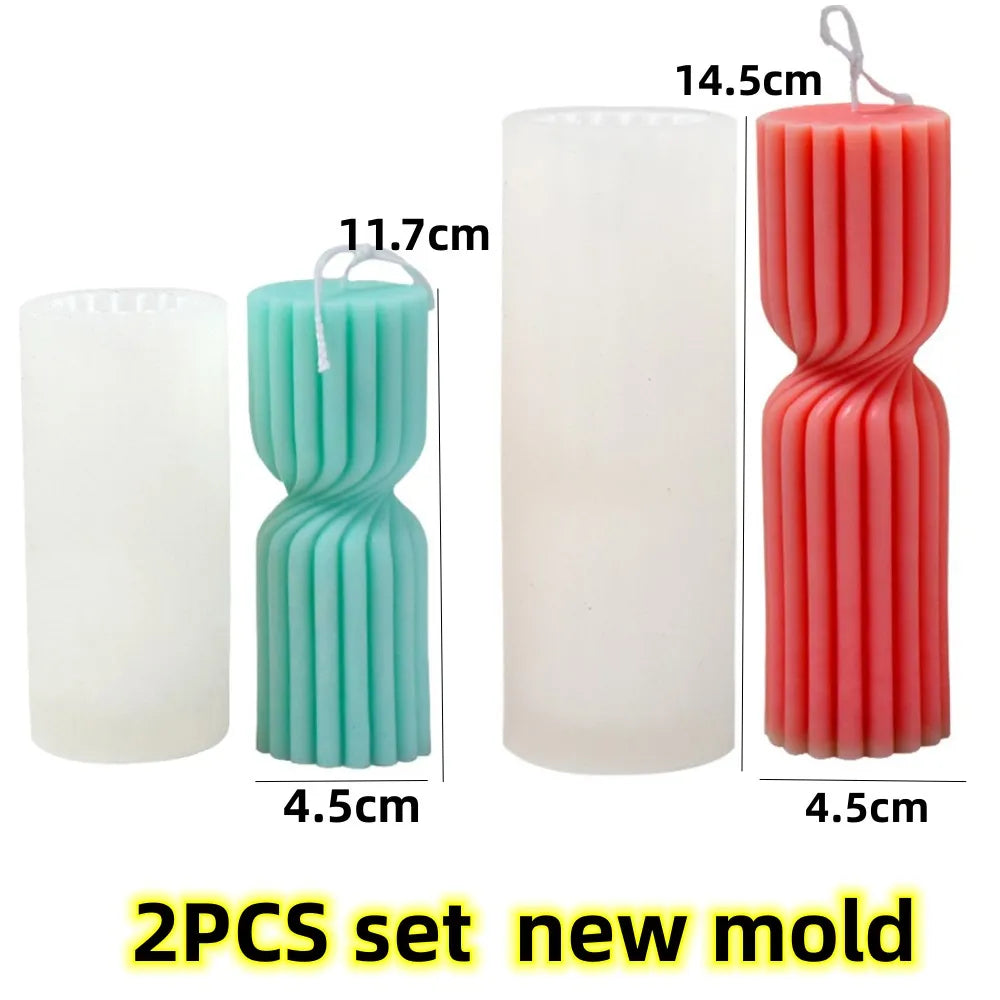 KIMLUD, Upgraded Knot Cylindrical Candle Silicone Mold Bow Knot Stripe Cylindrical Candle Mold Vase Shape Candle Acrylic Plastic mold, 2pcs set new mold 1, KIMLUD APPAREL - Womens Clothes