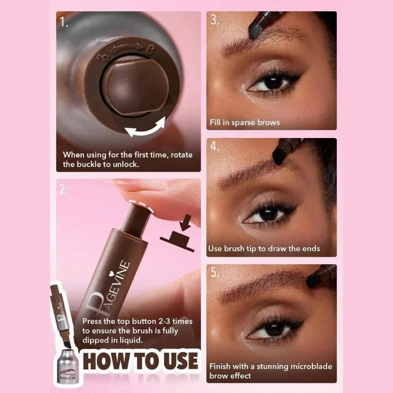Square Brush Eyebrow Cream Waterproof Velvet Wild Eyebrow Tint Pen Eyebrow Cream Lasting Color Rendering 3D Makeup Wild Eye Brow