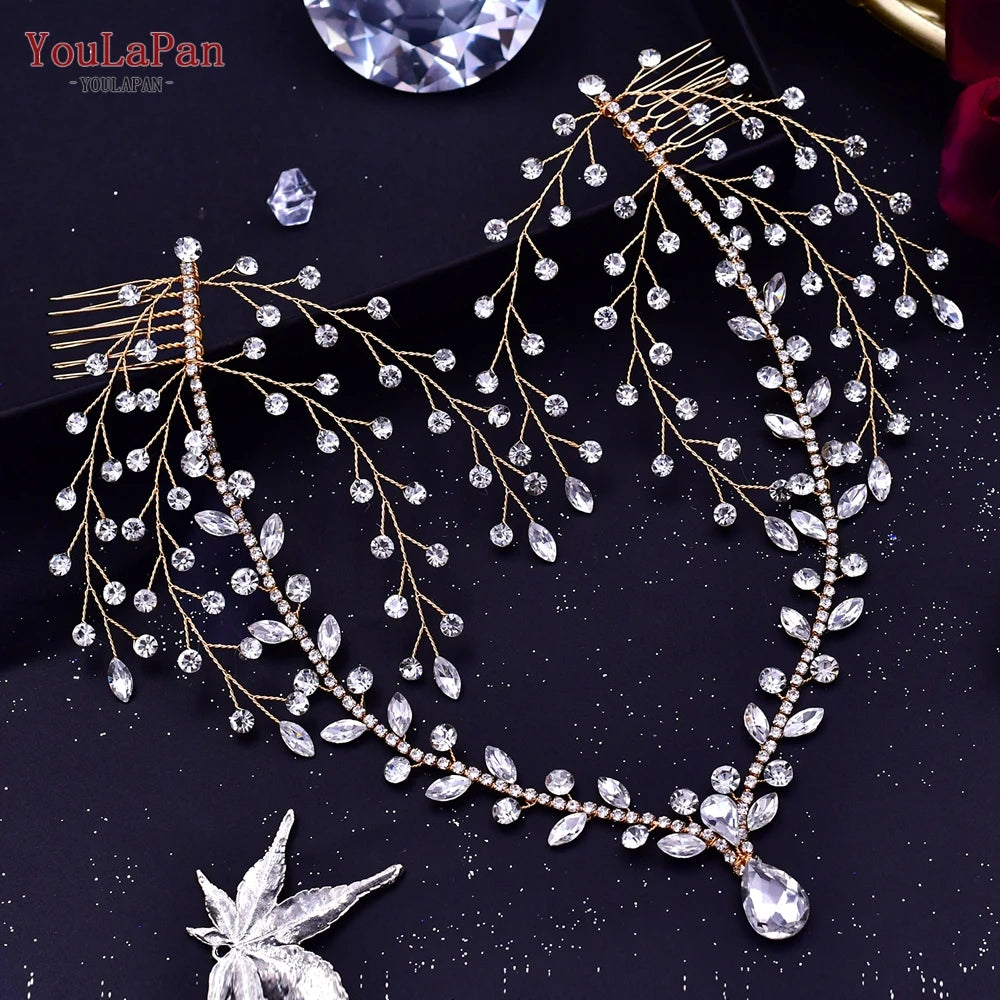 YouLaPan Bling Rhinestone Headband  Wedding Bridesmaid Headwear Women Fashion Hair Accessories Handmade Bride Tiara HP438