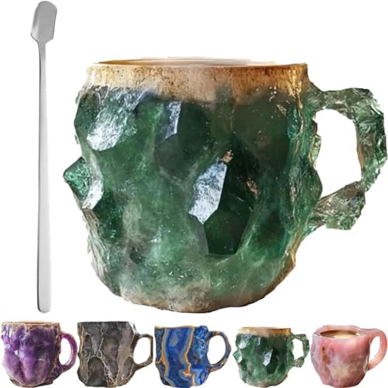 KIMLUD, Mineral Crystal Coffee Mugs Resin Distinctive Multi Color Relief Printing High-capacity Water Cup Colourful Christmas Gift Mugs, KIMLUD Womens Clothes