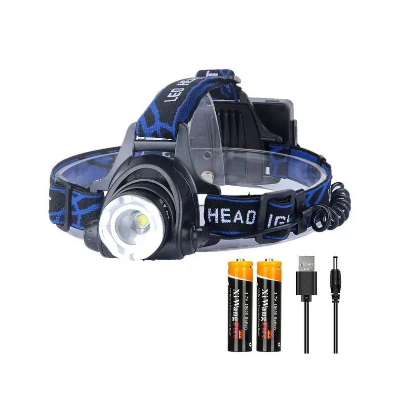 KIMLUD, Powerful LED Headlamp Telescopic Zoomable Head Torch Outdoor Waterproof Rechargeable Fishing Camping Portable Headlight, 2816 XPE (2x18650), KIMLUD APPAREL - Womens Clothes