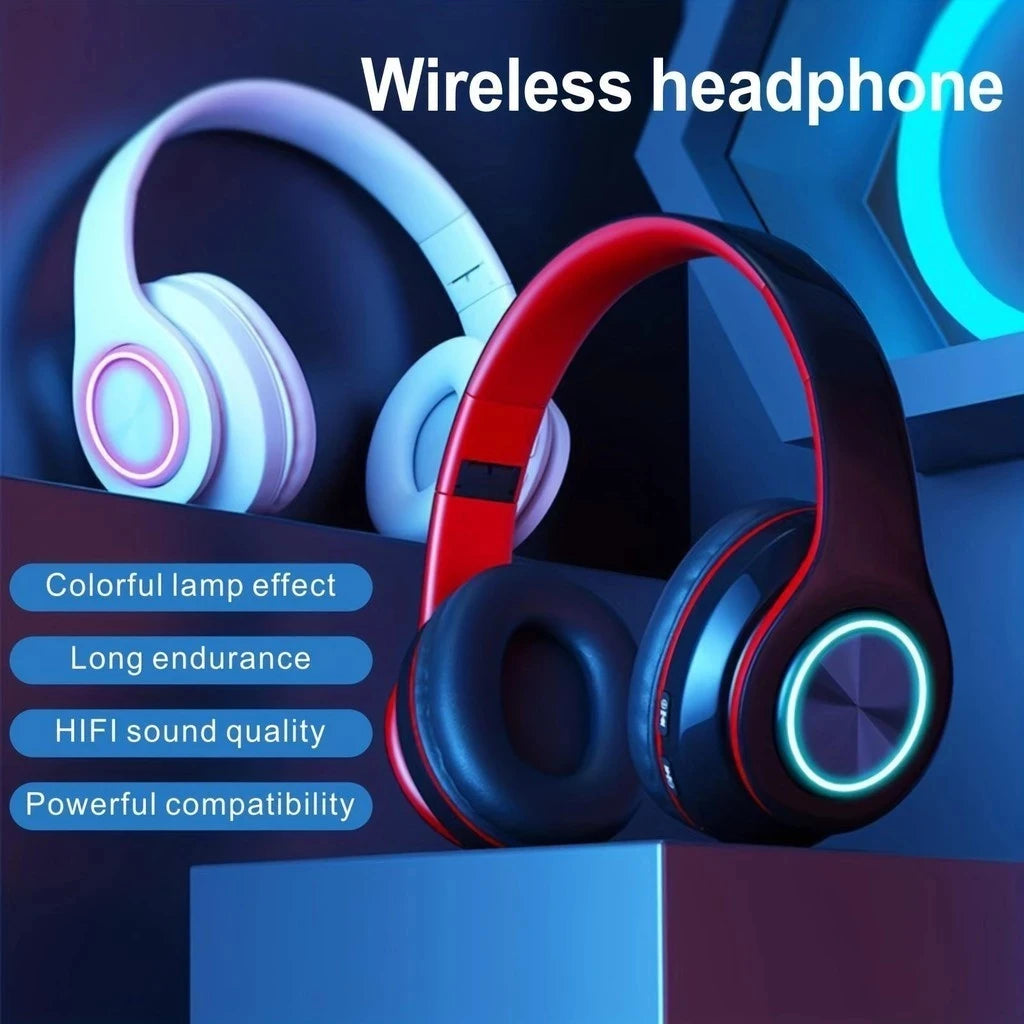 KIMLUD, B39 Headphone With Wireless Bluetooth Colorful Light Pluggable Card Game Music Movement Bluetooth Headset for Phone, KIMLUD Womens Clothes