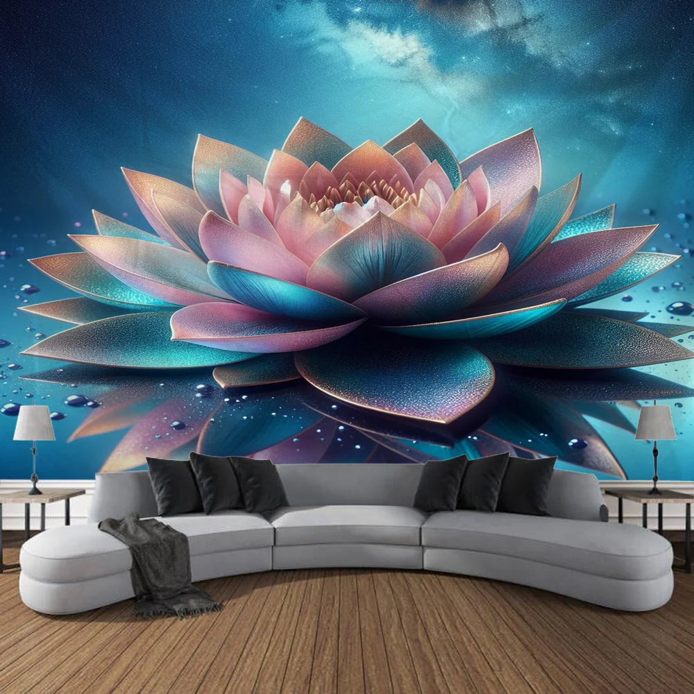 KIMLUD, Meditation Lotus Tapestry Wall Art, Large Tapestry Mural Decoration, Home, Bedroom, Living Room Decoration, KIMLUD Womens Clothes