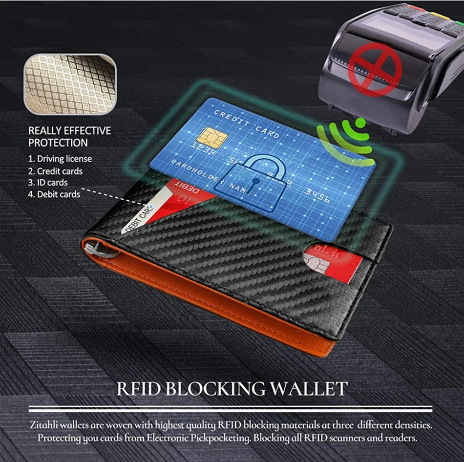 KIMLUD, Carbon Fiber Rfid Men Wallets Money Bag Slim Thin Card Man Wallet Luxury Male Small Short Purse Bi-fold Vallet Billfold, KIMLUD Womens Clothes