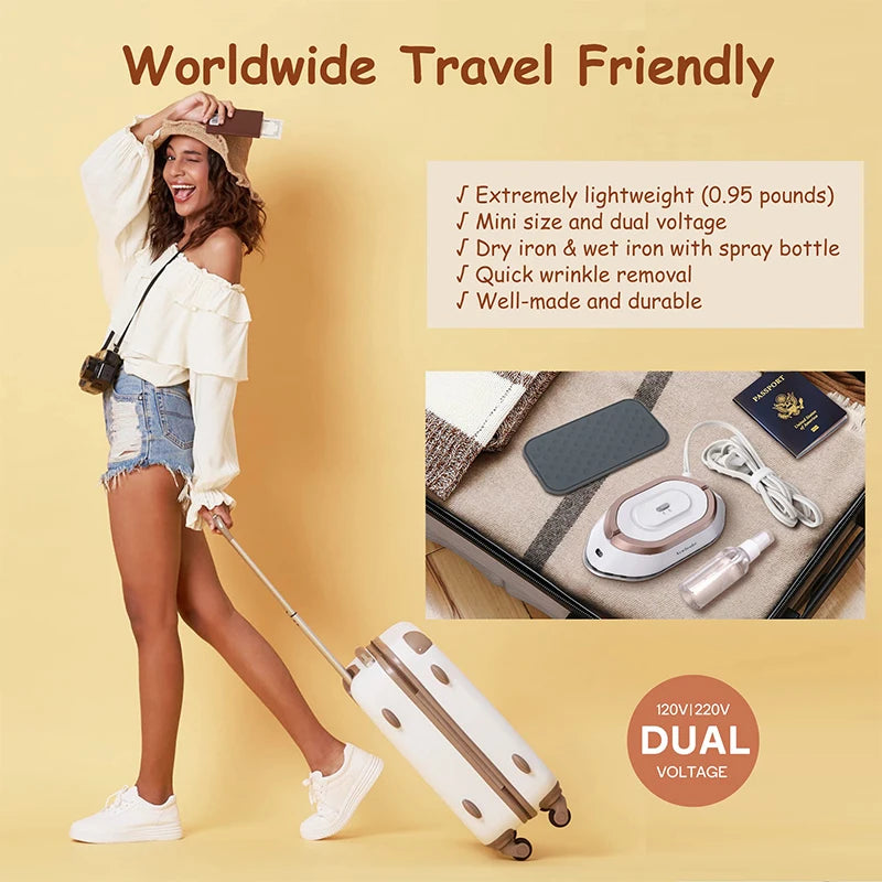 KIMLUD, Handheld Mini Electric Dry Iron 120V/220V Dual-voltage 30S Heat Non-steam Garment Irons for Clothes Portable Lightweight Travel, KIMLUD Womens Clothes