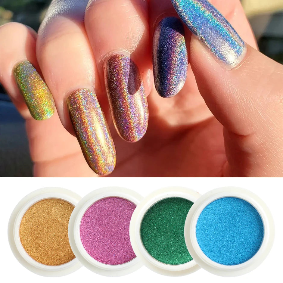 KIMLUD, Holographic Solid Mirror Nail Glitter Laser Metallic Rubbing Dust Chrome Powder Shinning Manicure Decoration Pigment CHLF01-07-1, KIMLUD Womens Clothes