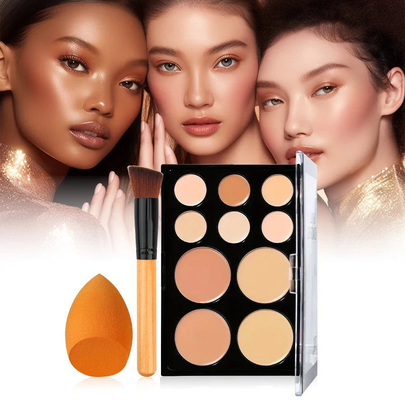 10 Colors Concealer Palette Set, Cream Concealer with  Waterproof,Sweatproof Coverage for Acne and Tattoos Makeup Palette Set