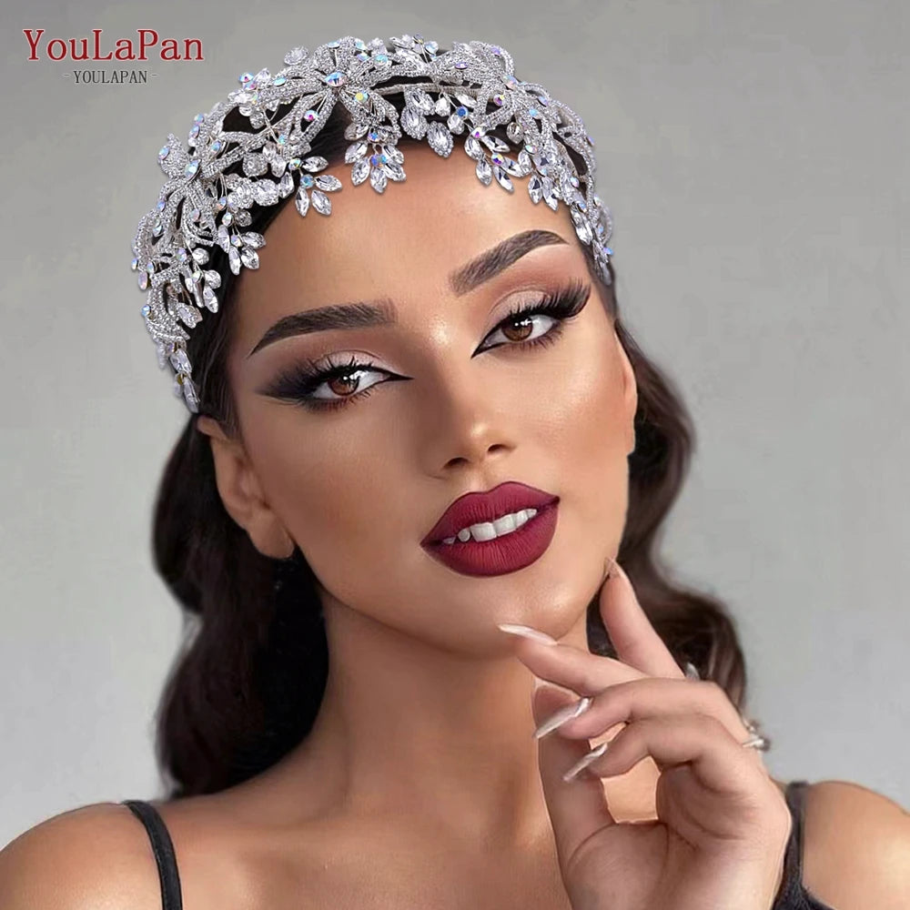 YouLaPan Flower Headband for Bridal Wedding Headpiece Jewelry Hair Accessories Woman Tiara Bride Headdress for Party HP395