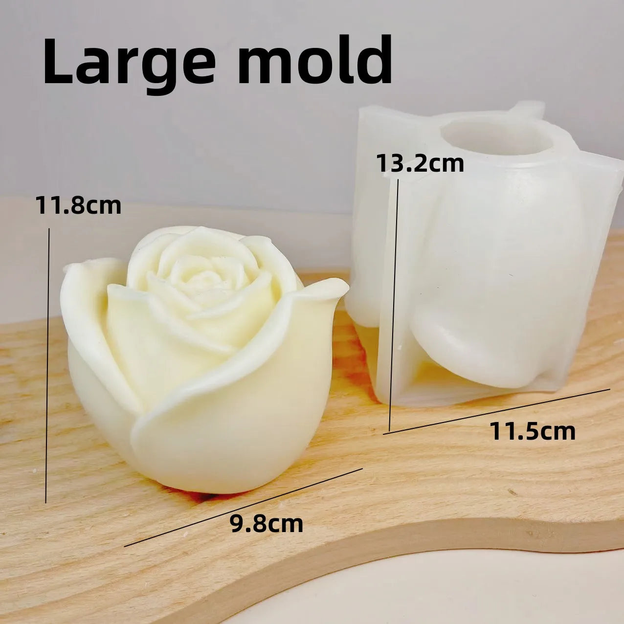 KIMLUD, 3D Large rose candle silicone mold Valentine's Day rose cake chocolate silicone mold home decoration resin plaster mold, Large mold as show 1, KIMLUD APPAREL - Womens Clothes