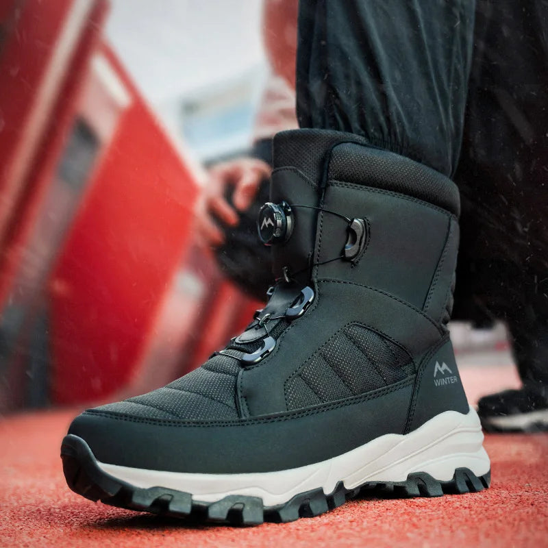 Men's Snow Boots with Thick Fleece Women Ankle Boots Waterproof and Anti Slip Winter Fashion Travel Big Cotton Shoes Size 36-46