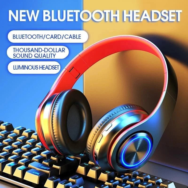 KIMLUD, B39 Headphone With Wireless Bluetooth Colorful Light Pluggable Card Game Music Movement Bluetooth Headset for Phone, KIMLUD Womens Clothes