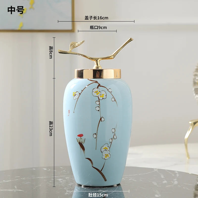 KIMLUD, Modern Chinese Hand-painted Vases, Living Room Ceramic Light Luxury Table Decorations, Countertop Vases, Produced in Jingdezhen, E, KIMLUD APPAREL - Womens Clothes