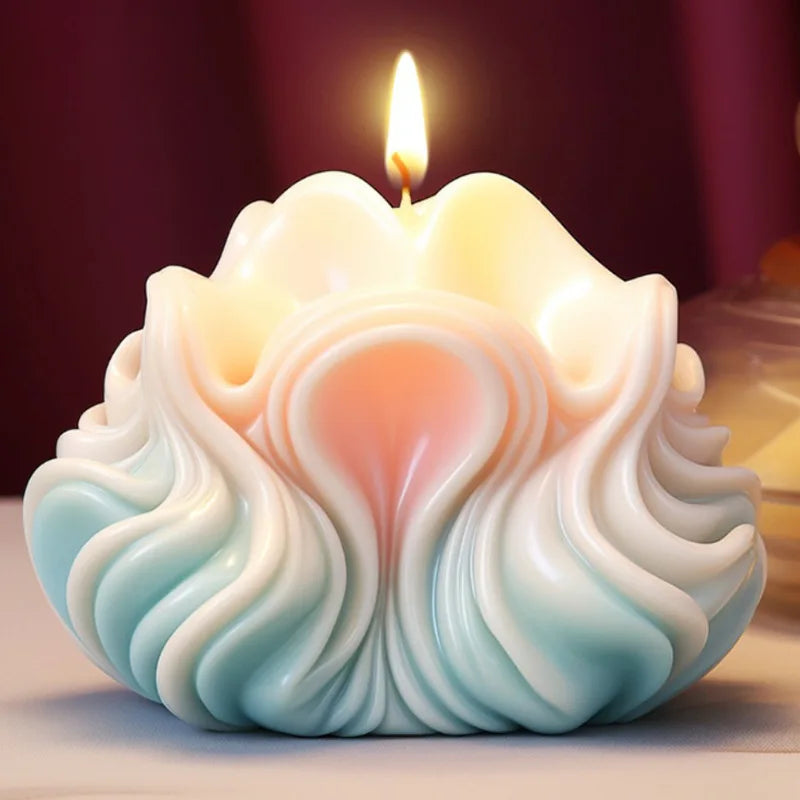 New 3D Shell shaped candle silicone mold wave striped shell cake chocolate silicone mold soap mold water wave shell candle molds - KIMLUD