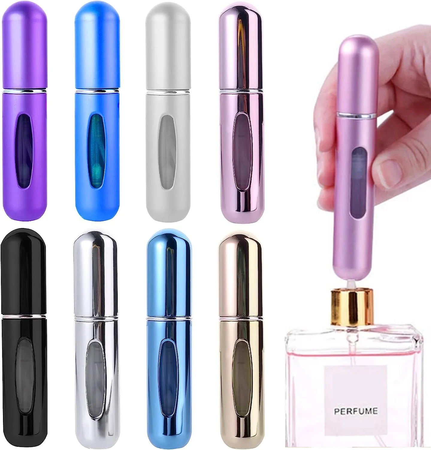 KIMLUD, Refillable Mini Perfume Bottle Portable Cosmetic Bottle Spray Bottle Atomizer Spray Container Travel Refillable Bottles 8ml /5ml, KIMLUD Womens Clothes