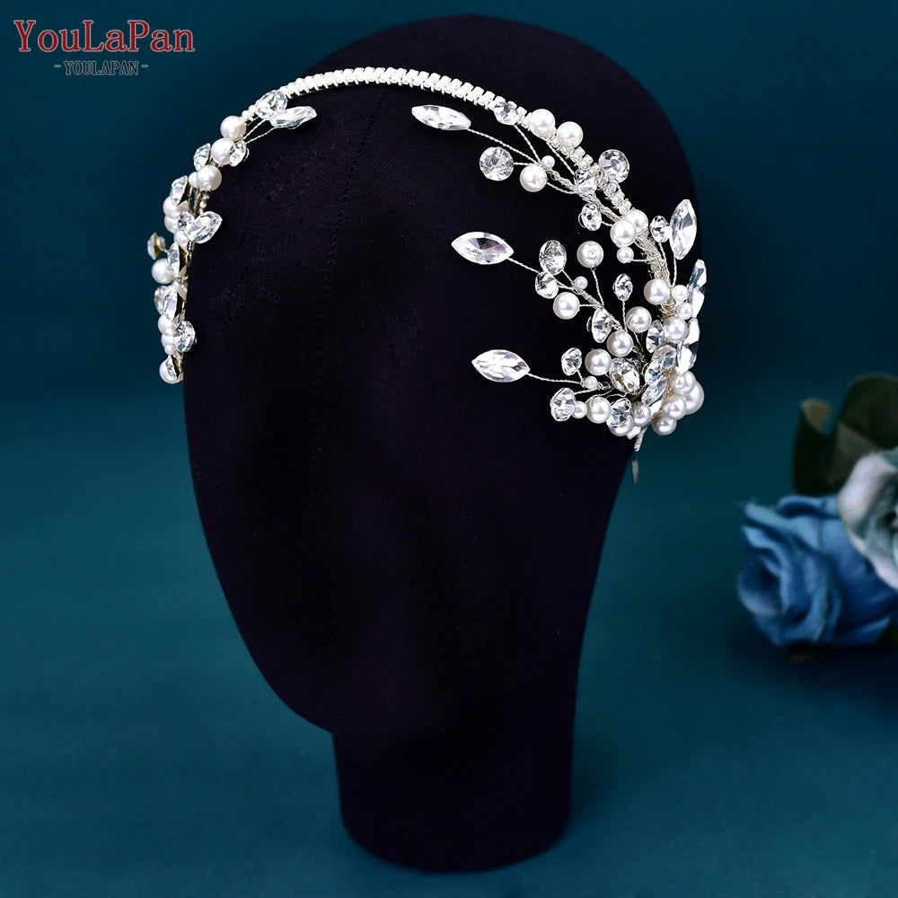 YouLaPan Wedding Headband for Bride Rhinestone Bridal Hair Accessories Bridesmaid Headpiece Party Woman Headdress Jewelry HP588